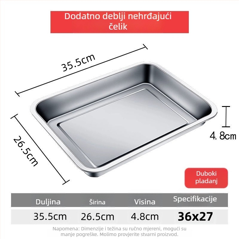 Xinrong Nehrđajući čelični četverokutni tanjur – jednobojni, modernistički minimalistički stil, prikladno za hotele i obroke, nije prikladno za mikrovalnu pećnicu