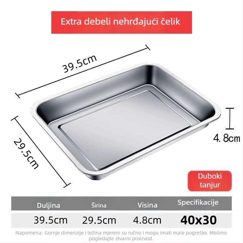 Xinrong Nehrđajući čelični četverokutni tanjur – jednobojni, modernistički minimalistički stil, prikladno za hotele i obroke, nije prikladno za mikrovalnu pećnicu