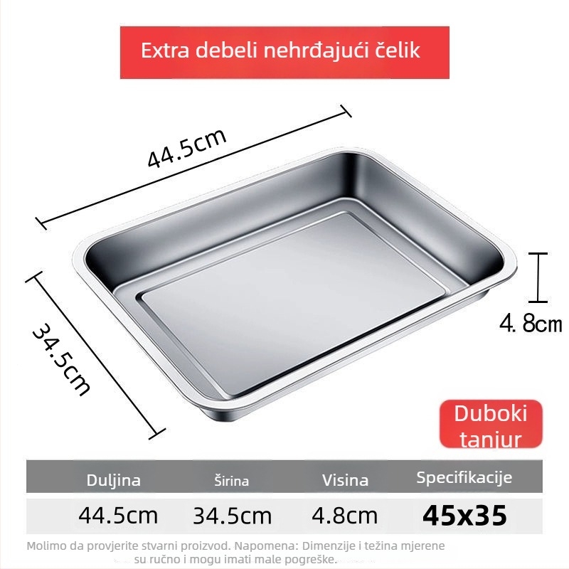 Xinrong Nehrđajući čelični četverokutni tanjur – jednobojni, modernistički minimalistički stil, prikladno za hotele i obroke, nije prikladno za mikrovalnu pećnicu