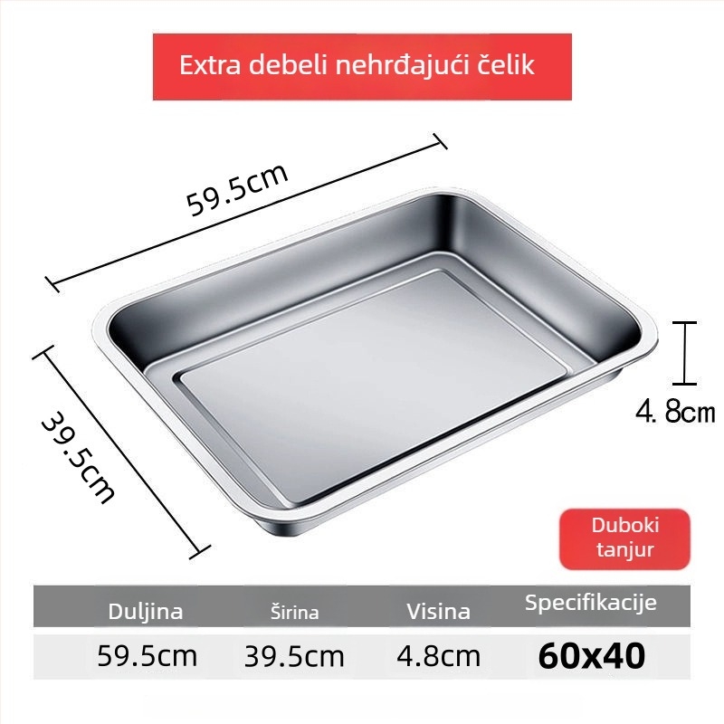 Xinrong Nehrđajući čelični četverokutni tanjur – jednobojni, modernistički minimalistički stil, prikladno za hotele i obroke, nije prikladno za mikrovalnu pećnicu