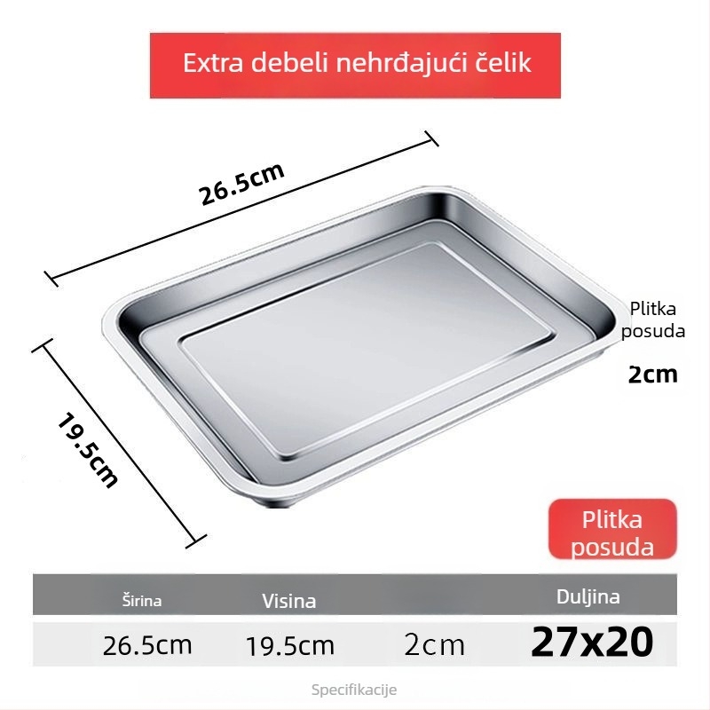 Xinrong Nehrđajući čelični četverokutni tanjur – jednobojni, modernistički minimalistički stil, prikladno za hotele i obroke, nije prikladno za mikrovalnu pećnicu