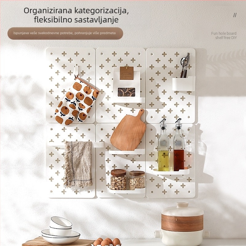 Zidna plastična polica za pohranu – 3 razine, bez bušenja, višenamjenska, proširiva, montaža usisnom čašom.