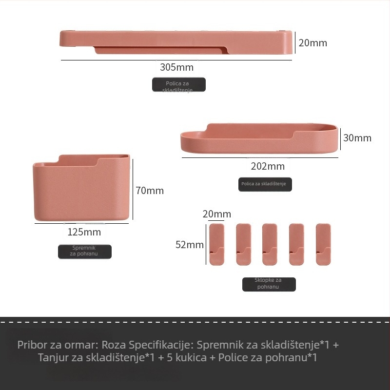 Zidna plastična polica za pohranu – 3 razine, bez bušenja, višenamjenska, proširiva, montaža usisnom čašom.