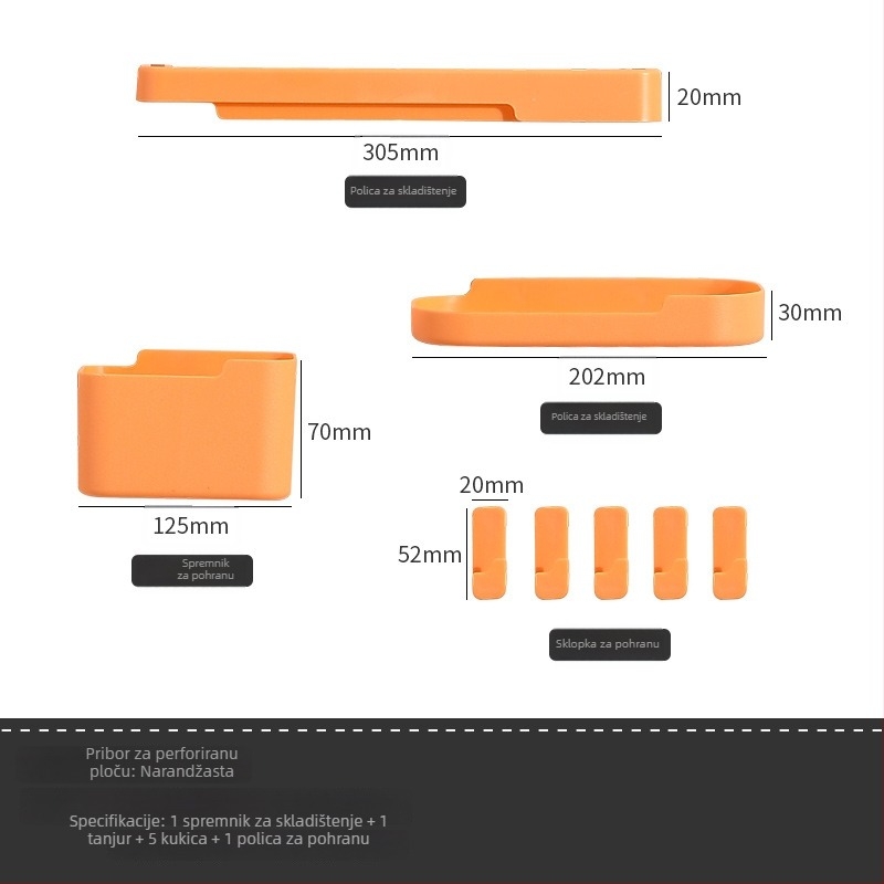 Zidna plastična polica za pohranu – 3 razine, bez bušenja, višenamjenska, proširiva, montaža usisnom čašom.