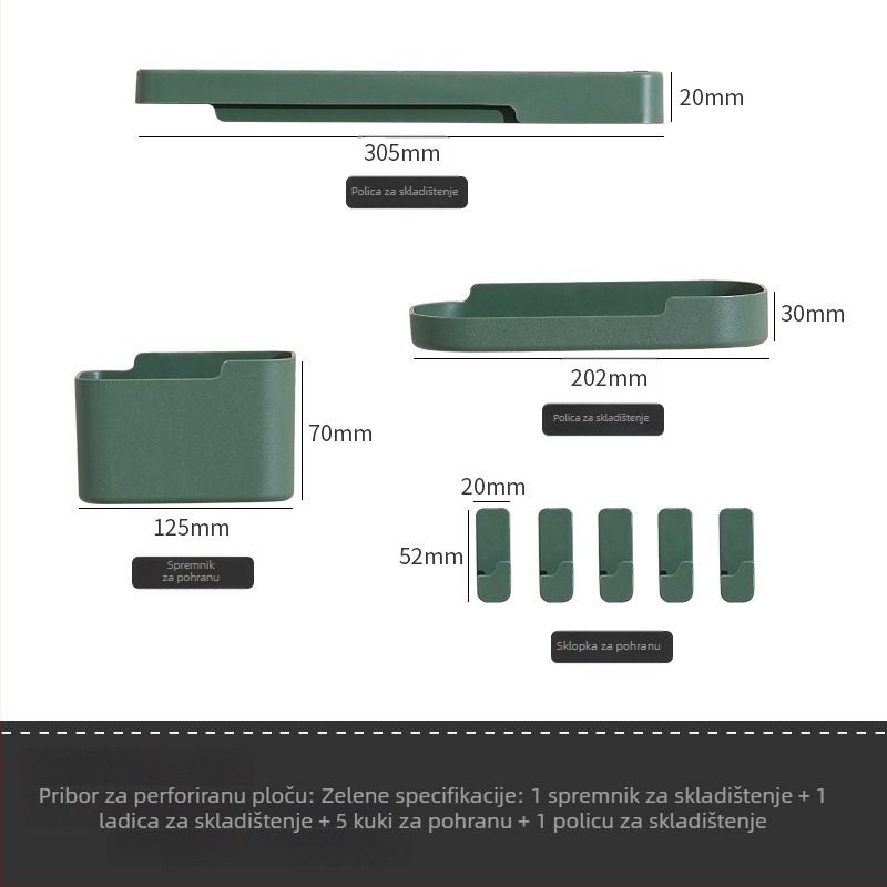 Zidna plastična polica za pohranu – 3 razine, bez bušenja, višenamjenska, proširiva, montaža usisnom čašom.