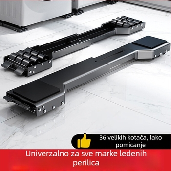 Stalak za perilicu rublja s pomičnom temeljem, protuklizan i antivibracijski, metalni okvir s kliznim kotačićima