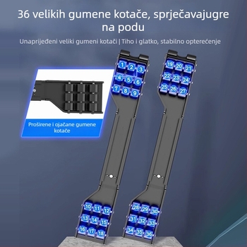 Stalak za perilicu rublja s pomičnom temeljem, protuklizan i antivibracijski, metalni okvir s kliznim kotačićima