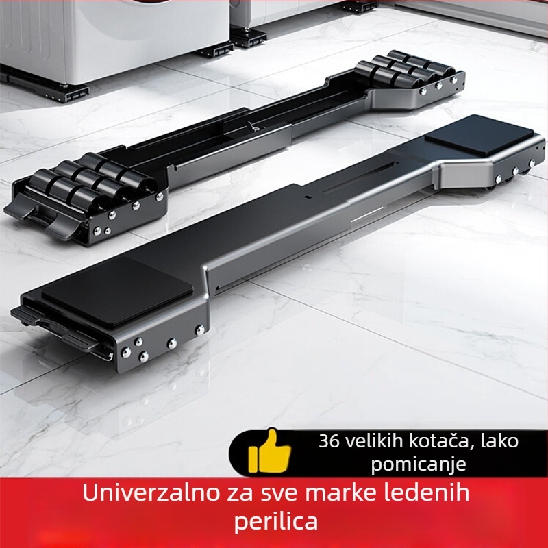 Stalak za perilicu rublja s pomičnom temeljem, protuklizan i antivibracijski, metalni okvir s kliznim kotačićima