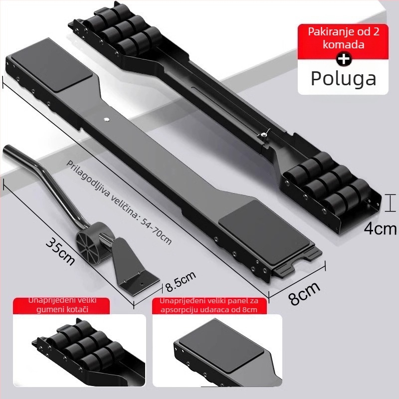 Stalak za perilicu rublja s pomičnom temeljem, protuklizan i antivibracijski, metalni okvir s kliznim kotačićima