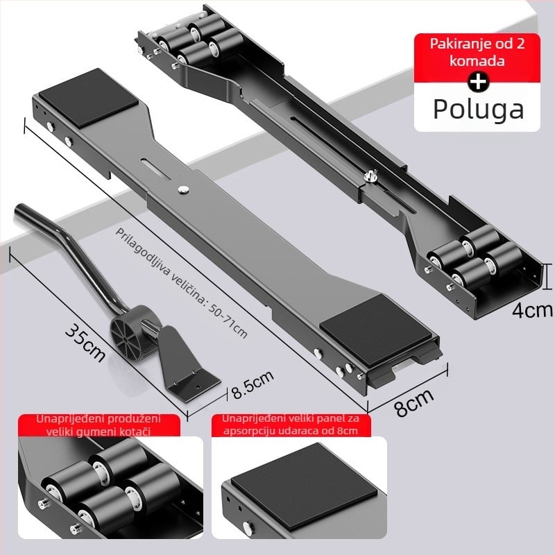 Stalak za perilicu rublja s pomičnom temeljem, protuklizan i antivibracijski, metalni okvir s kliznim kotačićima