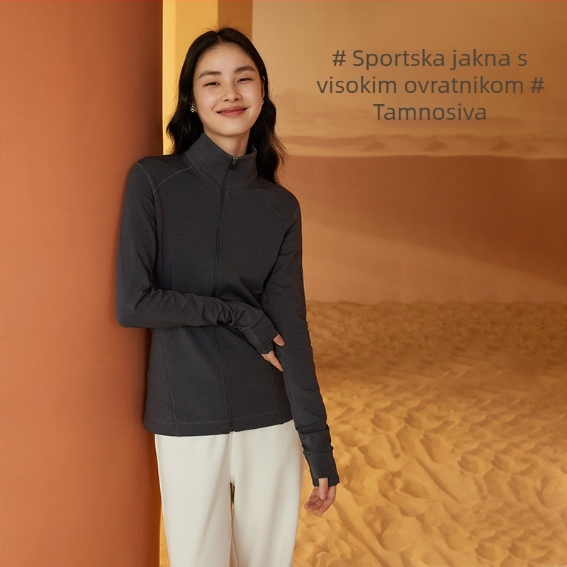 Ženska termo sportska jakna — uski kroj, poluoturtljasti ovratnik, zip, gusta toplina, regenerirana vlakna celuloze