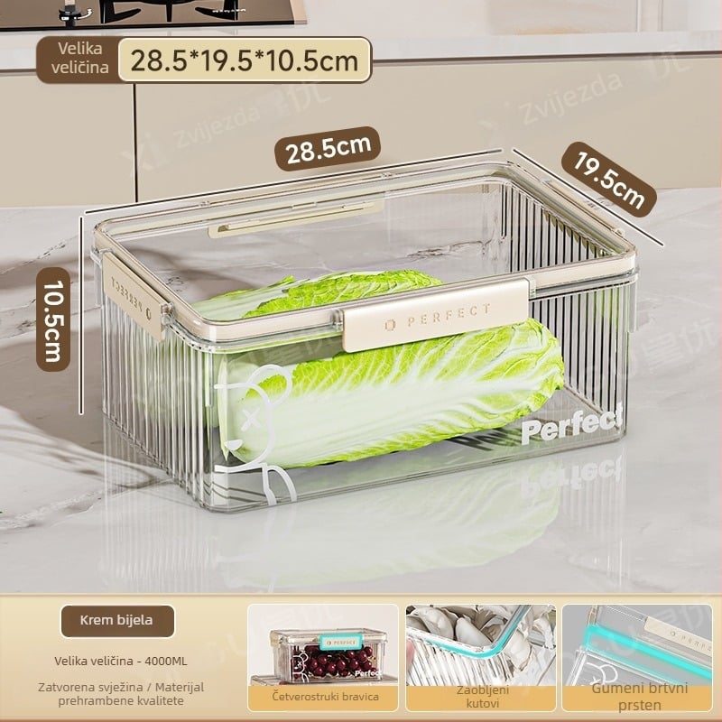 Plastična kutija za skladištenje u hladnjaku, Xingyou, nordijski stil, Crisper kutija, prehrambene kvalitete, prozirna, hermetički zatvorena