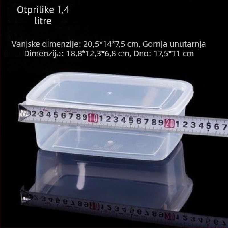 Pravokutna plastična kutija za kuhinjsko skladištenje, velika kapaciteta, prozirna, prehrambene klase, kompatibilna s hladnjakom
