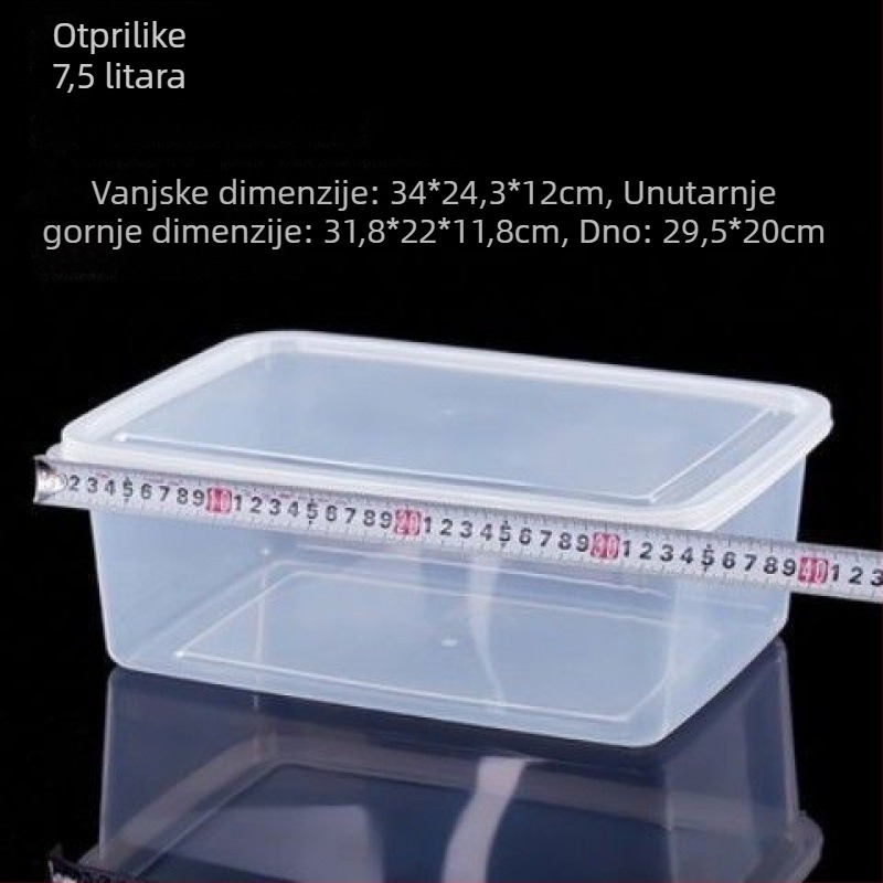 Pravokutna plastična kutija za kuhinjsko skladištenje, velika kapaciteta, prozirna, prehrambene klase, kompatibilna s hladnjakom