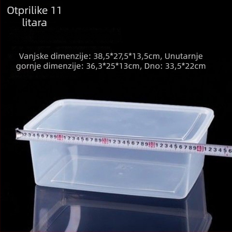 Pravokutna plastična kutija za kuhinjsko skladištenje, velika kapaciteta, prozirna, prehrambene klase, kompatibilna s hladnjakom