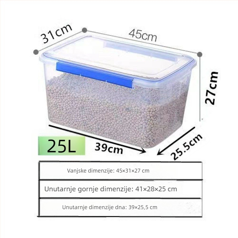 Pravokutna plastična kutija za kuhinjsko skladištenje, velika kapaciteta, prozirna, prehrambene klase, kompatibilna s hladnjakom