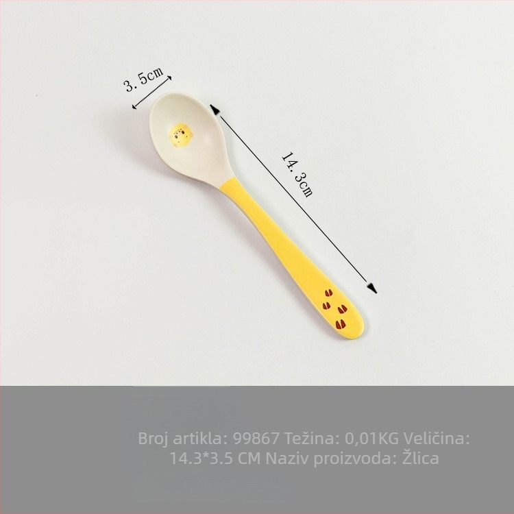 Set dječjih posuđa — tanjur u obliku praseta, crtani dizajn, melamin i vlakna bambusa, nepravilan oblik