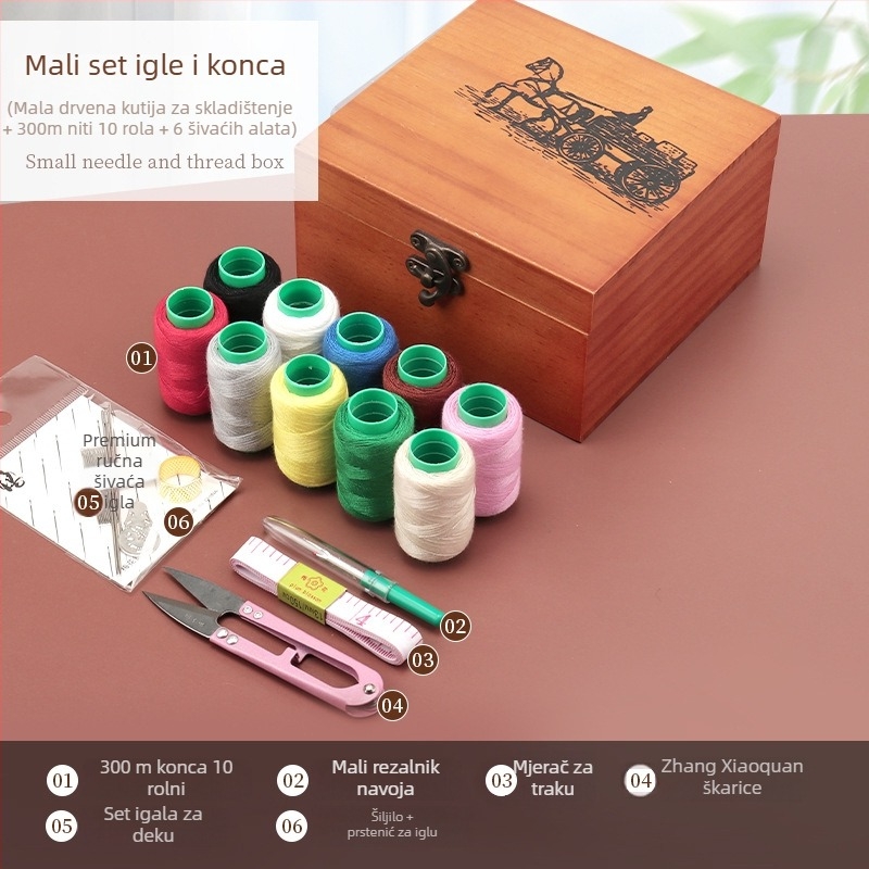 Set kružnih igala s kutijom konca – praktičan set za šivanje i popravke odjeće (tb-0828)