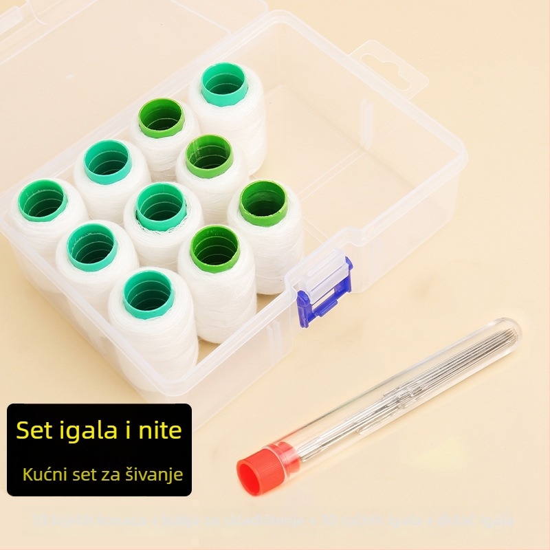 Set kružnih igala s kutijom konca – praktičan set za šivanje i popravke odjeće (tb-0828)
