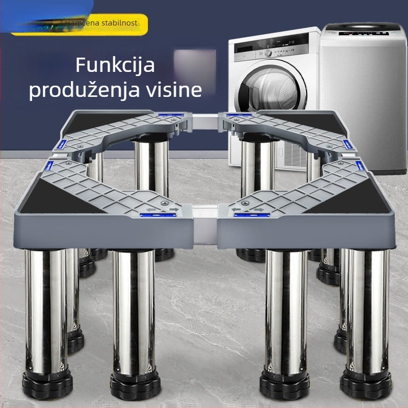 Univerzalna podloga za perilicu rublja s podesivom visinom i kompletom nosača vanjske jedinice klima uređaja (Nehrđajući čelik, Pomična, SKU 12345678)