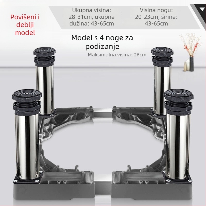 Univerzalna podloga za perilicu rublja s podesivom visinom i kompletom nosača vanjske jedinice klima uređaja (Nehrđajući čelik, Pomična, SKU 12345678)