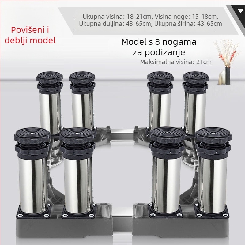 Univerzalna podloga za perilicu rublja s podesivom visinom i kompletom nosača vanjske jedinice klima uređaja (Nehrđajući čelik, Pomična, SKU 12345678)