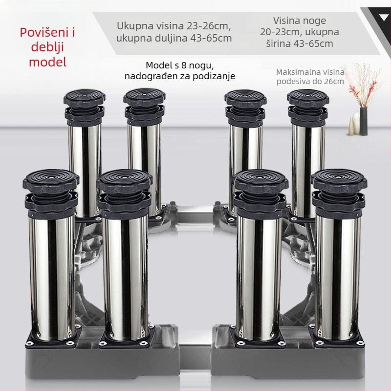 Univerzalna podloga za perilicu rublja s podesivom visinom i kompletom nosača vanjske jedinice klima uređaja (Nehrđajući čelik, Pomična, SKU 12345678)