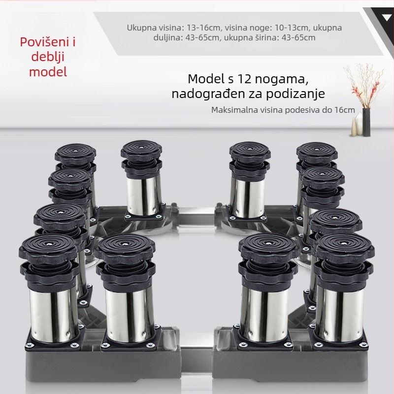 Univerzalna podloga za perilicu rublja s podesivom visinom i kompletom nosača vanjske jedinice klima uređaja (Nehrđajući čelik, Pomična, SKU 12345678)