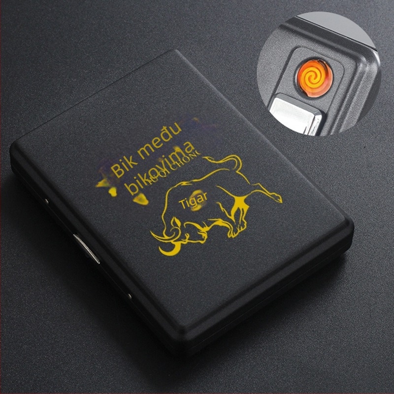 Metalna kutija za cigare s integriranim upaljačem – kapacitet 20 cigareta, tisak logotipa i mogućnost prilagodbe; Cool Crown