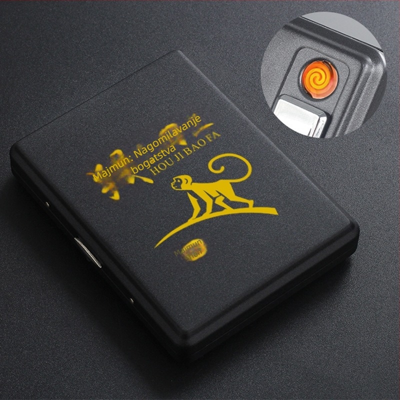 Metalna kutija za cigare s integriranim upaljačem – kapacitet 20 cigareta, tisak logotipa i mogućnost prilagodbe; Cool Crown