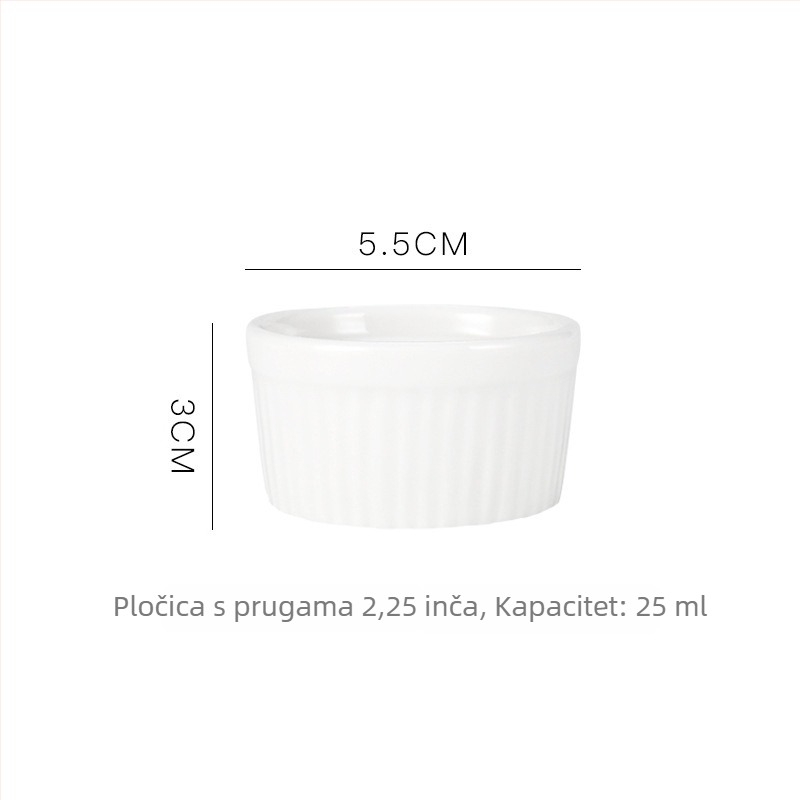 Keramičke posudice za puding s rafijom na rubu, otporne na mikrovalnu, zdjele za sufle i parena jaja, okruglog oblika, prozirna glazura, moguć otisak loga