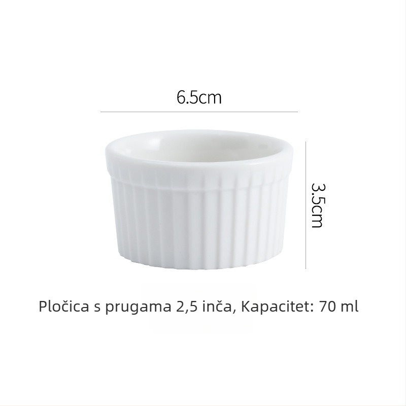 Keramičke posudice za puding s rafijom na rubu, otporne na mikrovalnu, zdjele za sufle i parena jaja, okruglog oblika, prozirna glazura, moguć otisak loga