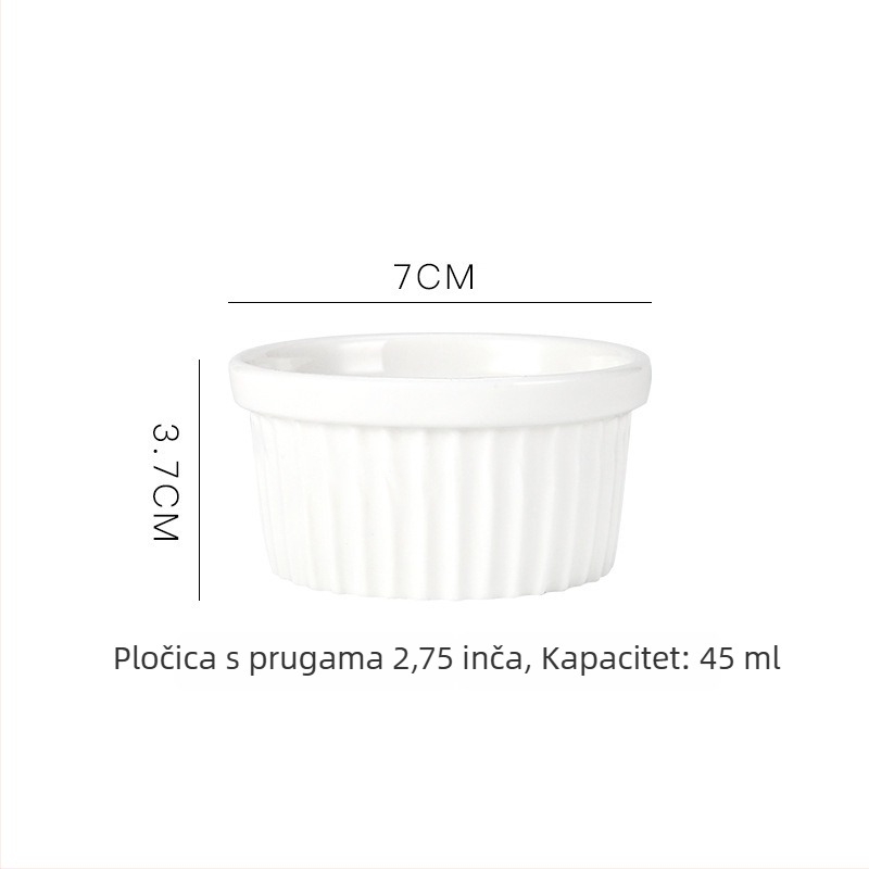 Keramičke posudice za puding s rafijom na rubu, otporne na mikrovalnu, zdjele za sufle i parena jaja, okruglog oblika, prozirna glazura, moguć otisak loga