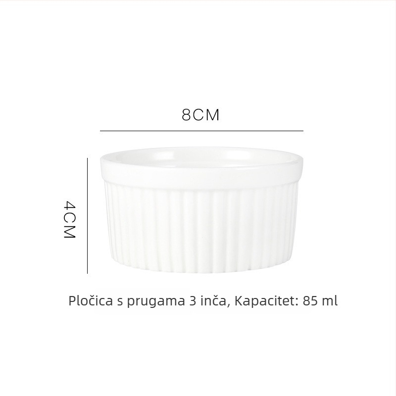 Keramičke posudice za puding s rafijom na rubu, otporne na mikrovalnu, zdjele za sufle i parena jaja, okruglog oblika, prozirna glazura, moguć otisak loga