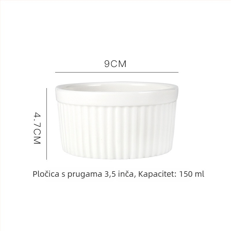 Keramičke posudice za puding s rafijom na rubu, otporne na mikrovalnu, zdjele za sufle i parena jaja, okruglog oblika, prozirna glazura, moguć otisak loga