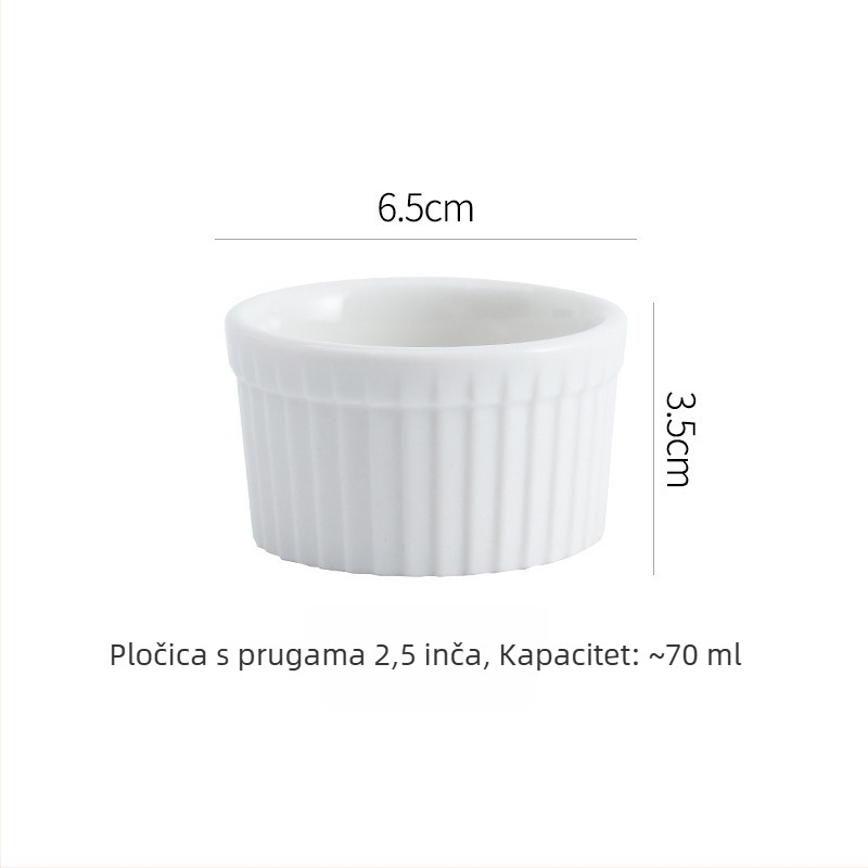 Keramičke posudice za puding s rafijom na rubu, otporne na mikrovalnu, zdjele za sufle i parena jaja, okruglog oblika, prozirna glazura, moguć otisak loga