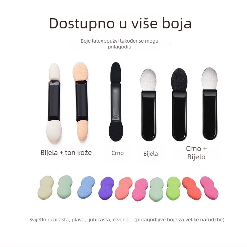 HEYI HY108 Jednokratna dvostruka četka za oči sa spužvom, kompaktna plastična ručka, podesiva duljina dlačica, ukupna duljina 4.5/7.5, paket u setu