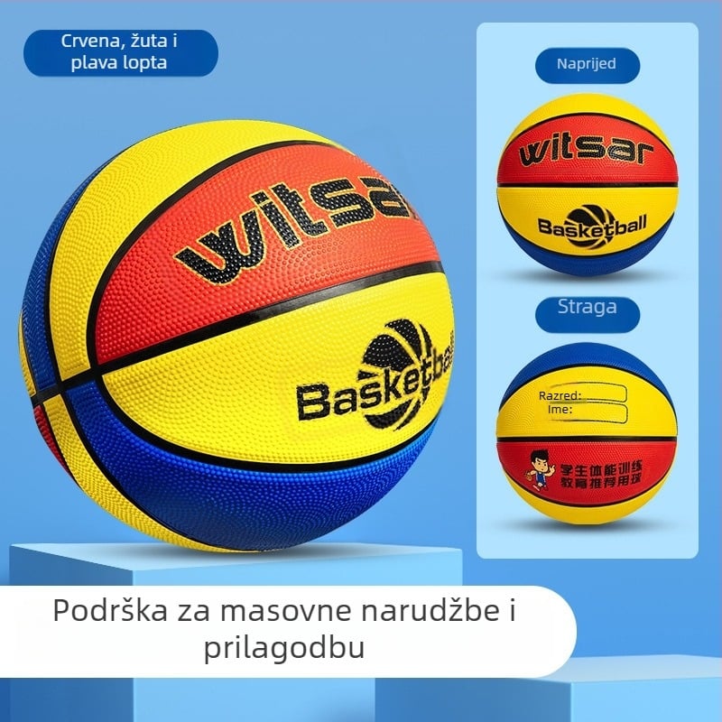 Dječja gumena košarkaška lopta s otisnutim logom, mogućnost prilagodbe, marka Witsar, za vježbanje košarke, nacionalni standard