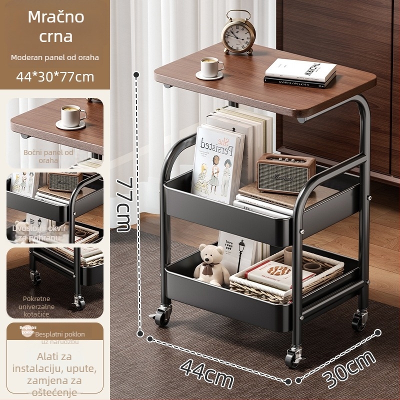 Mali metalni kolica za skladištenje – moderni minimalistički stil, višenamjensko, pogodno za kupaonicu