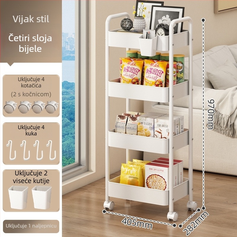 Mali metalni kolica za skladištenje – moderni minimalistički stil, višenamjensko, pogodno za kupaonicu