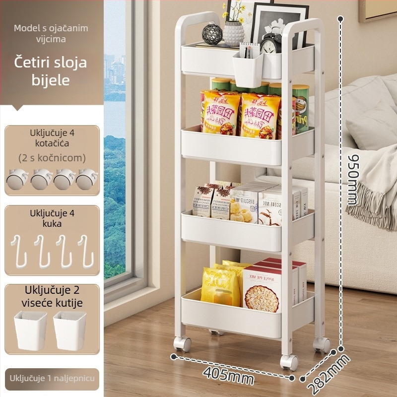 Mali metalni kolica za skladištenje – moderni minimalistički stil, višenamjensko, pogodno za kupaonicu