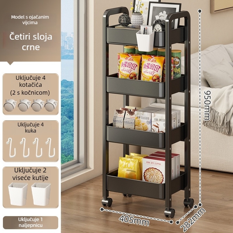 Mali metalni kolica za skladištenje – moderni minimalistički stil, višenamjensko, pogodno za kupaonicu