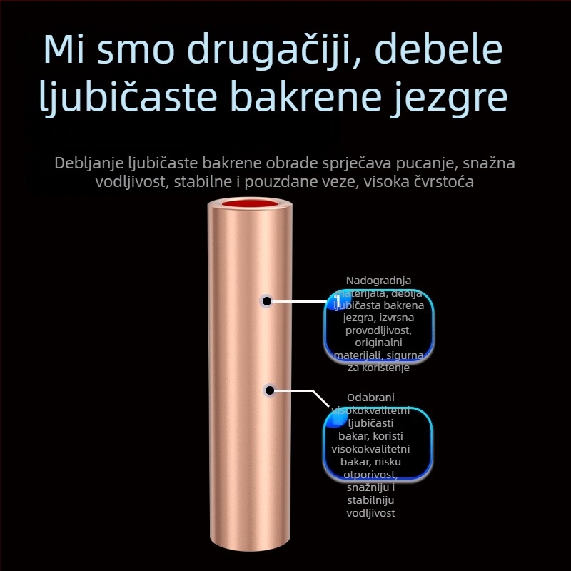 GT bakreni cijevni terminal, hladno presovani spoj za žice, CE potvrda, za električne instalacije