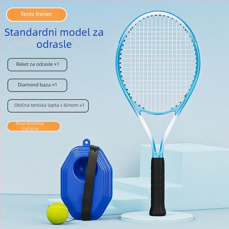 Teniska trening raketa – okvir od aluminijske legure; težina 95–100 g; debljina drške G1; tip reketa: pravilan udarac; materijal niza: najlon
