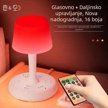 Glasovno upravljana pametna LED stolna lampa sa utičnicom i USB punjenjem, 10A/250V, CCC potvrda, za dom/studentski dom/komercijalnu upotrebu