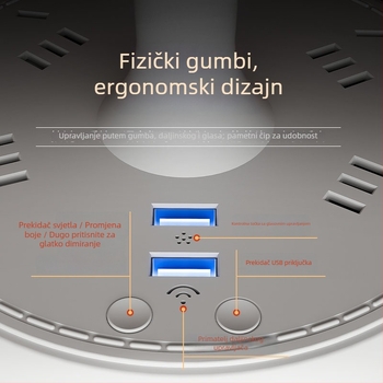 Glasovno upravljana pametna LED stolna lampa sa utičnicom i USB punjenjem, 10A/250V, CCC potvrda, za dom/studentski dom/komercijalnu upotrebu