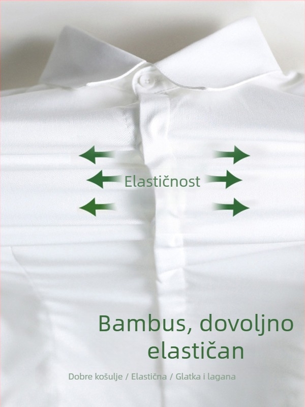 Ženska košulja s dugim rukavima za jesen, uredski stil, bez glađenja, smjesa bambus vlakana i poliestera (30-50% svakog), našiven logotip, kvadratni ovratnik.