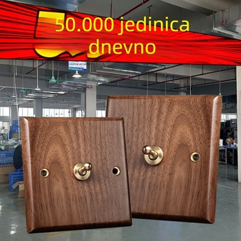 86-tip zidni panel utičnice, Walnut Lever serija, masivno drvo crni orah, bakrena poluga, 10A, 220V