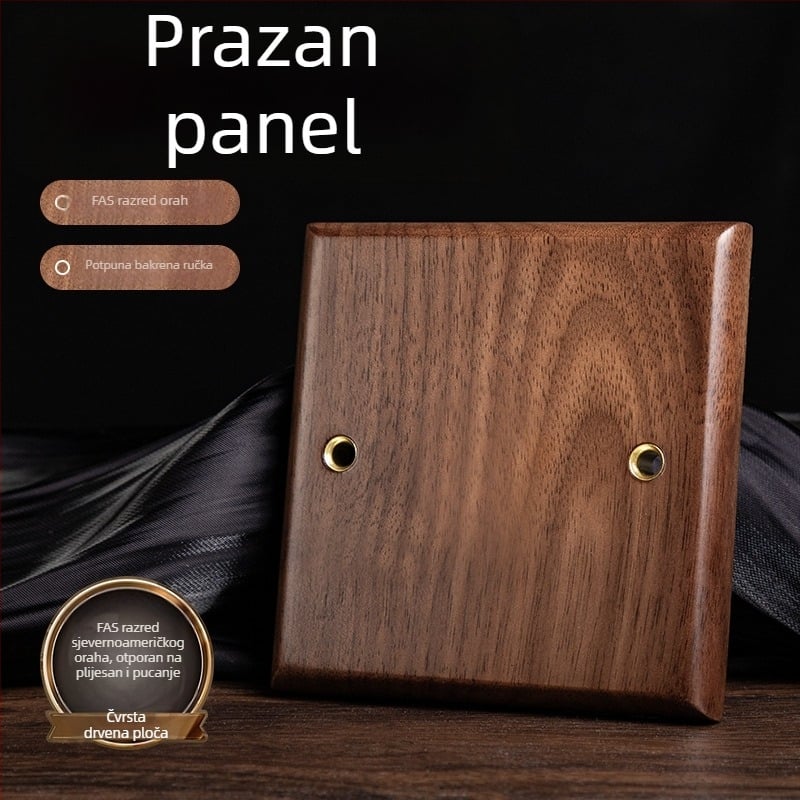 86-tip zidni panel utičnice, Walnut Lever serija, masivno drvo crni orah, bakrena poluga, 10A, 220V