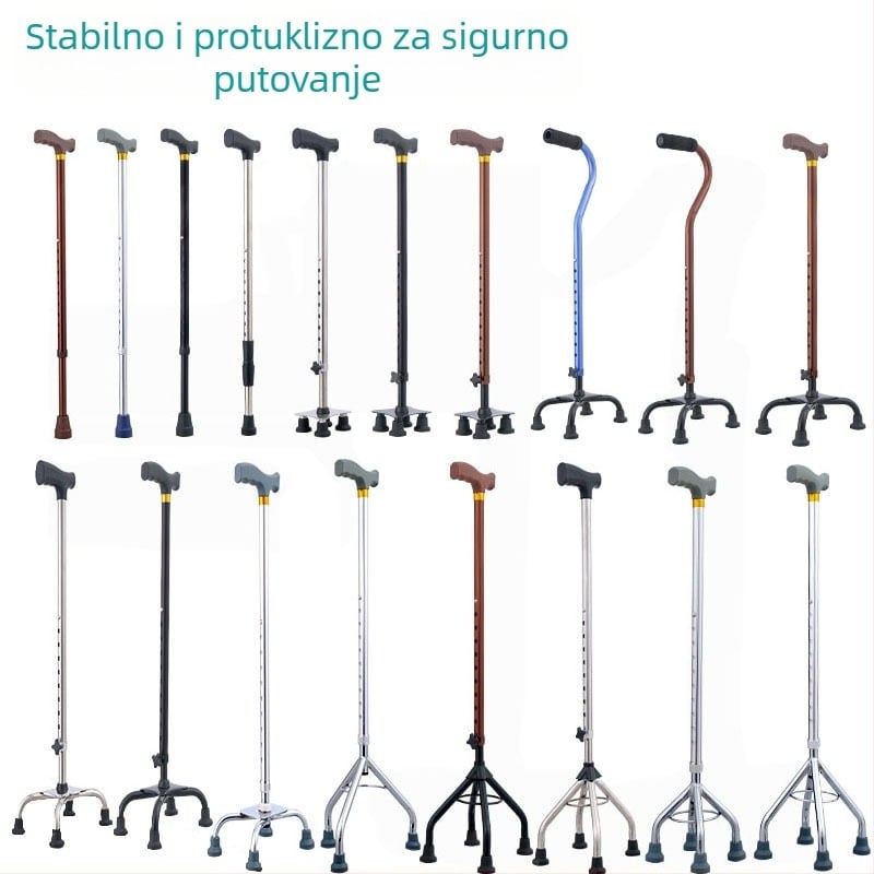 Planinski štap od aluminijske legure, varijante: jednonoga, tronožna ili četveronožna